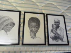 Three Framed Prints of Africans