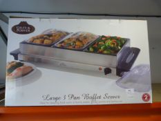 Large Three Pan Buffet Server