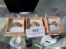 THree Dress Rings with Inset Stones