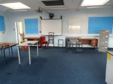 *Seven School Tables, Adjustable Height Table, Four Drawer Foolscap Filing Cabinet, Two Teachers
