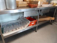 *Stainless Steel Preparation Table with Undershelf and Drawers with Upstand to Rear
