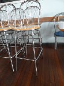 *Pair of High Seat Chrome Barstools with Beech Seat