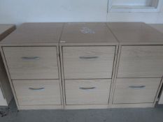 *Three Light Oak Two Drawer Filing Cabinets