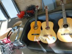 *Three Assorted Drum Stands and Three Guitars