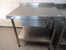 *Stainless Steel Preparation Table with Undershelf, Upstand and Drawer