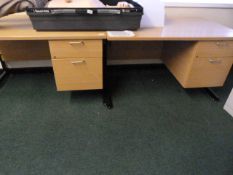 *Two Single Pedestal Desks in Light Beech Finish