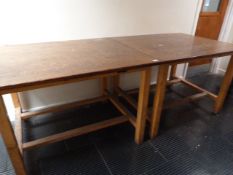 *Two Large Hardwood Topped Laboratory Benches