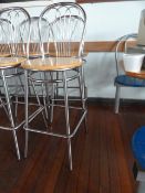 *Pair of High Seat Chrome Barstools with Beech Seat
