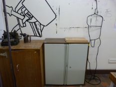 *Coffee and Cream 3' Stationery Cabinet, Wood Storage Cabinet, Male Mannequin, Early Typewriter,