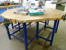 *Specialist Woodworking Octagonal Joiners Workbench Fitted with Four Quick Release Vices
