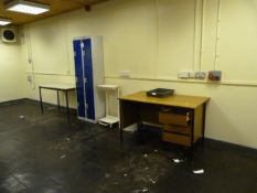 *Contents of Classroom Which Includes Bank of Lockers, Foot Operated Bin, Tables, Desks, Smart Box