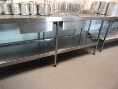 *Stainless Steel Preparation Table with Undershelf and Drawer with Upstand to Rear