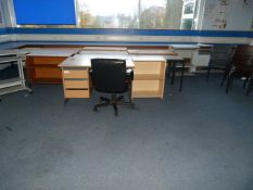 *Eight School Tables, Teacher's Desk, Assorted Stackable Chairs, etc.