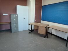 *Remaining Contents of Room H11 Which Includes Teacher's Single Pedestal Desk, Two Tables, Four