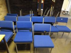 *Sixteen Stackable Blue Chairs with Upholstered Seats and Backs