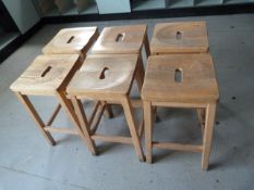 *Six Hardwood Laboratory Benches