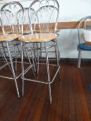 *Pair of High Seat Chrome Barstools with Beech Seat