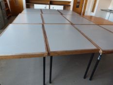 *Ten Grey Topped Tubular Framed Tables and One Other with Matching Desk