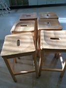 *Six Hardwood Laboratory Stools