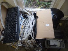 *Box of Assorted Network Cables, Battery Charger, Projector, Coffee Percolator, etc.