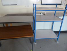 *One Hardwood Topped and One Chemical Resistant Top Laboratory Bench, School Table and Three Teir