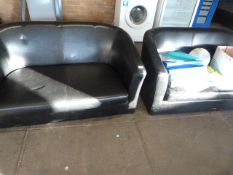 *Two Faux Leather Reception Settees