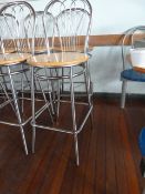 *Pair of High Seat Chrome Barstools with Beech Seat