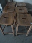 *Six Hardwood Laboratory Stools