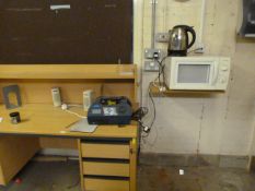 *Single Pedestal Desk, Microwave Oven, Kettle, Clock, etc.