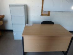*Light Oak Teacher's Desk, Filing Cabinet and Chair