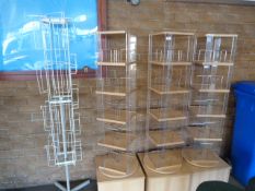 *Three Beech and Perspex Revolving Display Stands and a Leaflet Dispenser