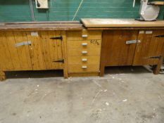 *Two Joiner's Benches, Set of Drawers One Fitted with Record 52.5 E Quick Release Vice