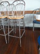 *Pair of High Seat Chrome Barstools with Beech Seat