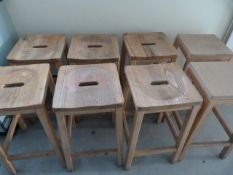 *Six Hardwood Laboratory Stools and Two Others