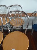 *Pair of High Seat Chrome Barstools with Beech Seat