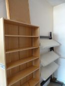 *Beech Open Fronted Bookcase, Adjustable Metal Shelving, Three Pinboards