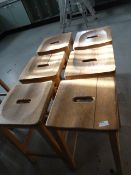 *Six Hardwood Laboratory Stools