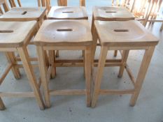 *Six Hardwood Laboratory Stools