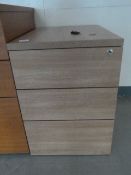 *Oak Standalone Three Drawer Pedestal