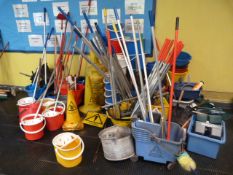 *Large Quantity of Assorted Kentucky and Other Mops, Buckets, Warning Signs, etc.