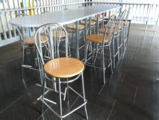 *Ten High Seat Tubular Chrome Barstools and Dining Table