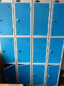 *Four Banks of Three Globe Lockers (Blue and Grey)