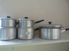 *Two Pure Aluminium Pyramid Bain Marie Pans and a Chip Pan