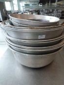*Ten Large Aluminium Bowls and Two Large Colanders