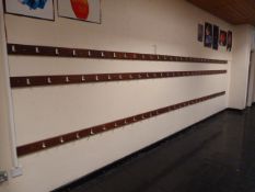 *Twenty Seven Hardwood Rails Containing Aluminium Coat Hooks