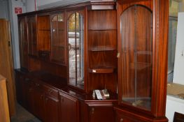 Large Darkwood Glazed Wall Unit and Corner Cupboard