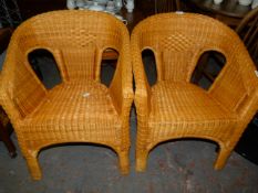 Pair of Rattan Easy Chairs