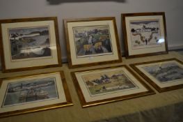 Set of Six Framed Limited Edition Prints Signed By Alfred Daniels