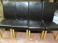 Six Highback Brown Leather Dining Chairs