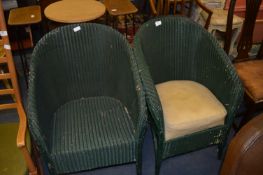 Pair of Green Lloyd Loom Armchairs